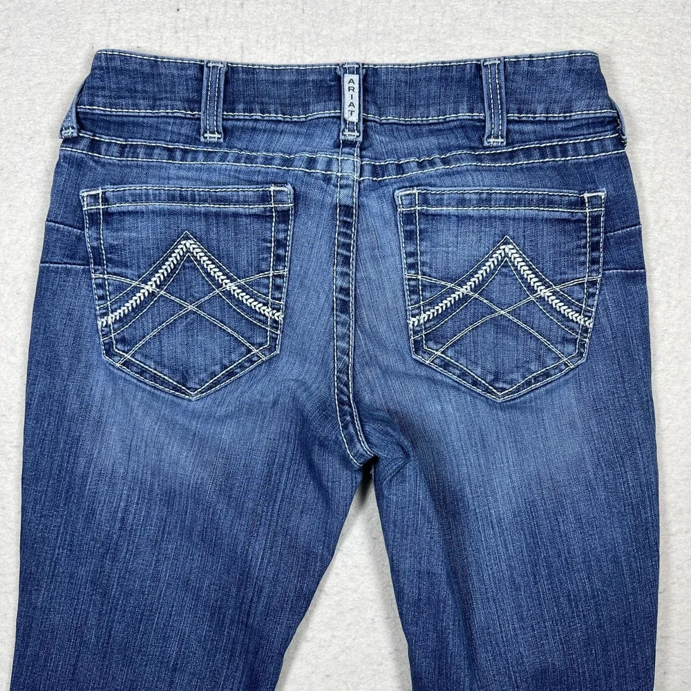 Ariat R.E.A.L. Jeans Womens 30XL Blue Medium Wash Slim Straight Stretch Denim - Picture 9 of 13